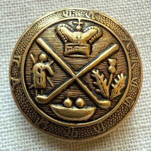 Royal Blackheath Golf Club Brass Crown Clubs & Thistles Button Vintage